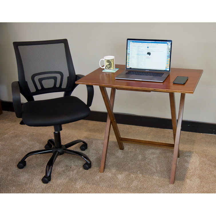Caramel Bamboo Folding Desk with Rounded Edges