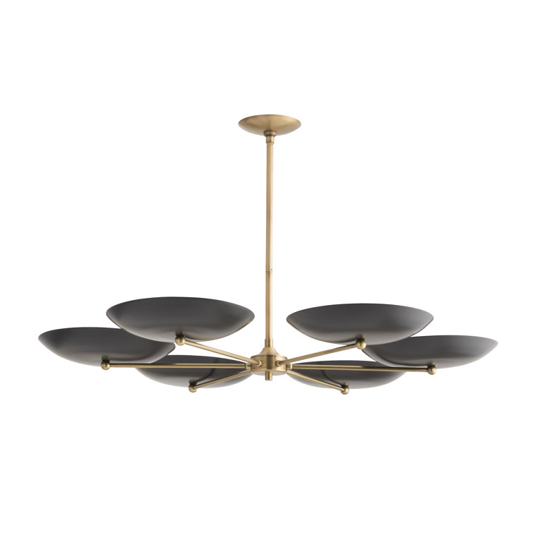 Antique Brass Griffith 6-Light Crystal Chandelier with Bronze Plates
