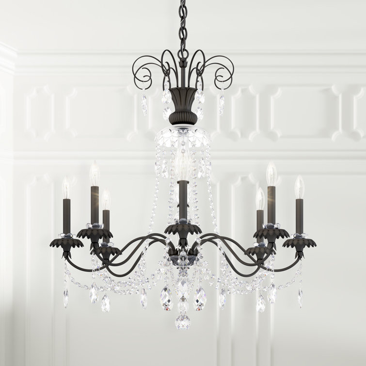 Elegante 75" Black Crystal 8-Light Incandescent Chandelier