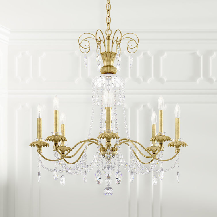 Helenia 75" Heirloom Gold and Crystal 8-Light Chandelier