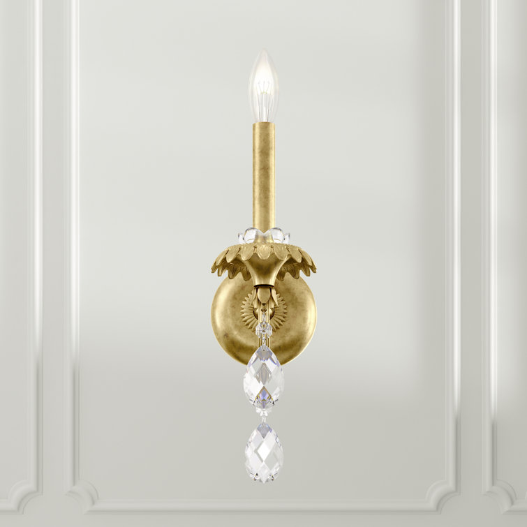 Heirloom Gold Elegance 1-Light Wall Sconce with Crystal Accents
