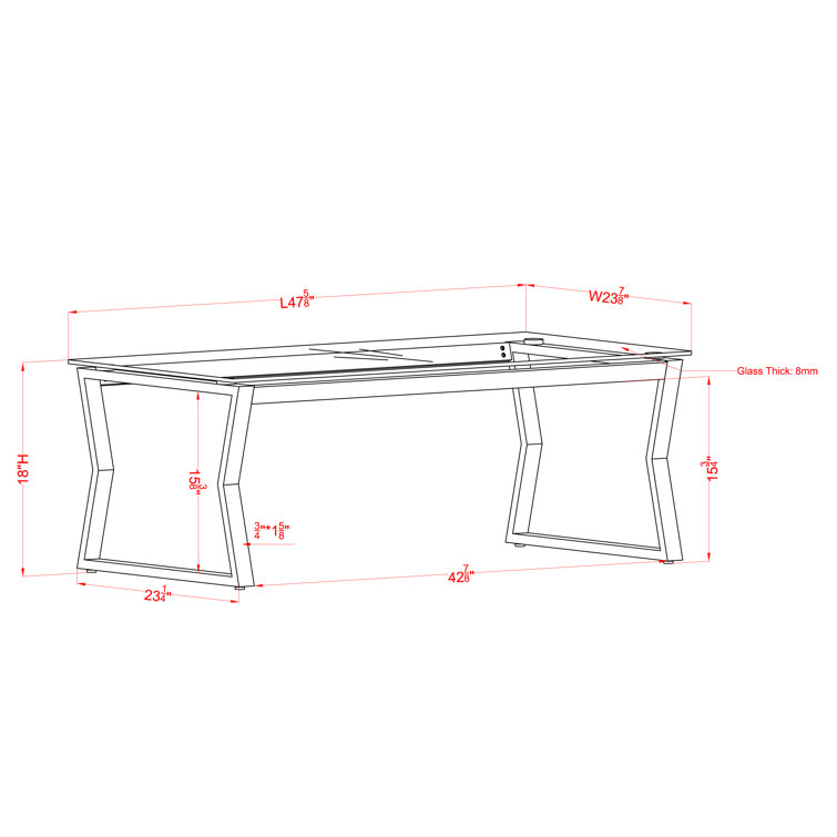 Xander Clear Tempered Glass Top Chrome Sled Coffee Table