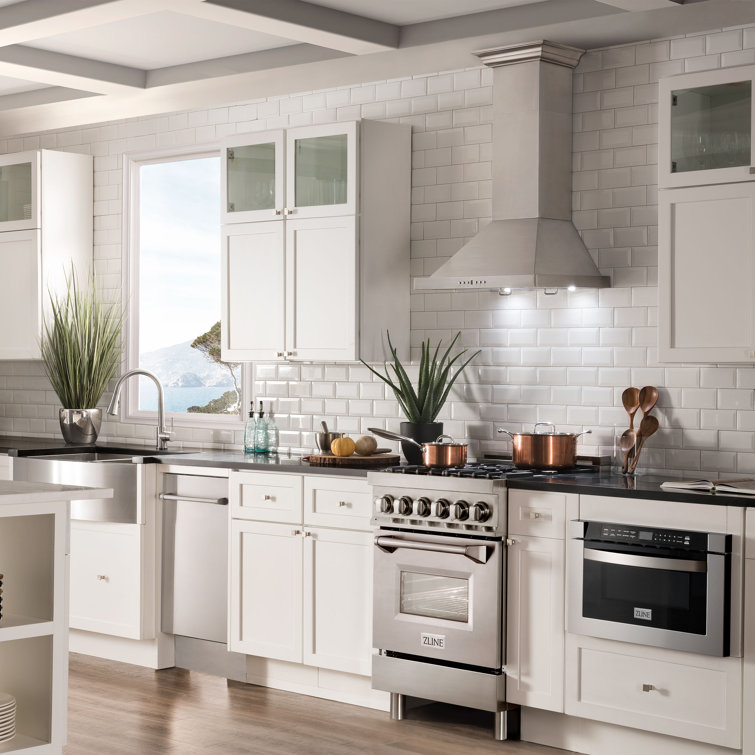 24" Stainless Steel Convertible Wall Mount Range Hood with Charcoal Filter