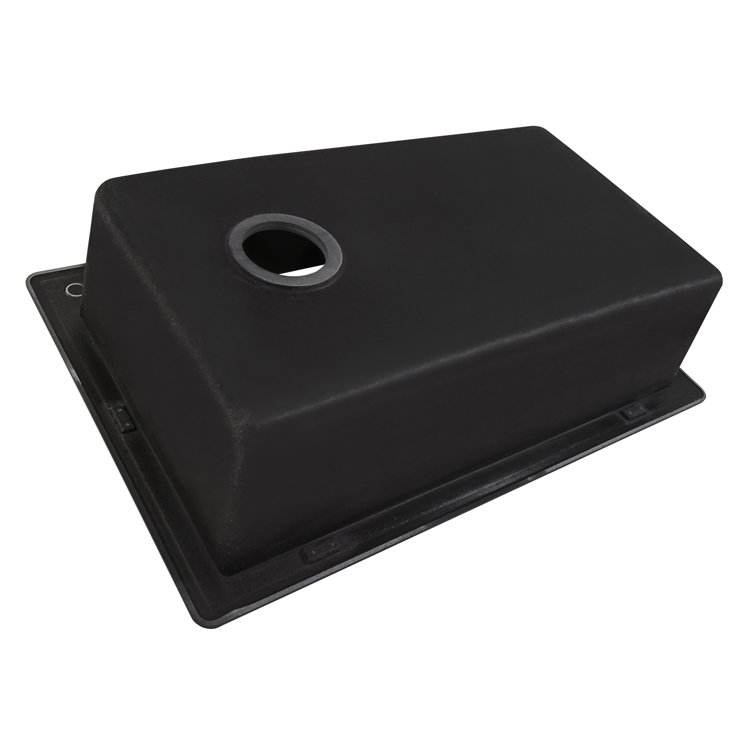 Midnight Black Granite Composite Drop-In Single Bowl Kitchen Sink