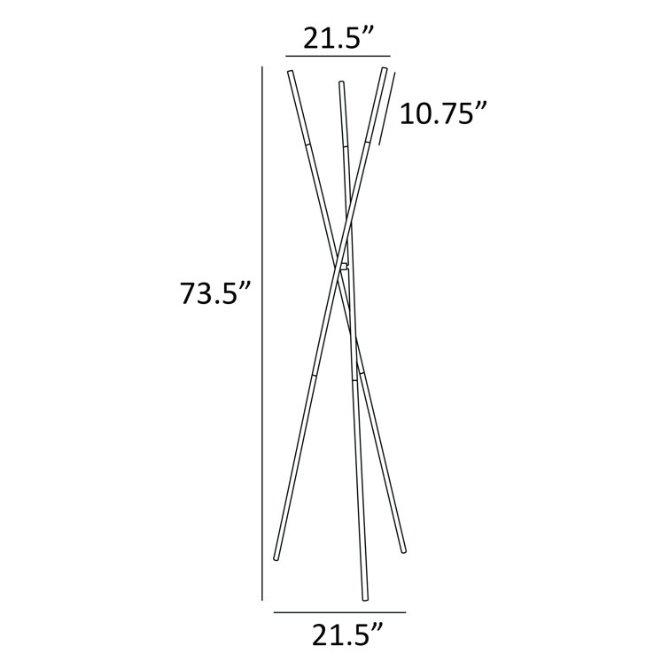 Lorant Minimalist Black Metal LED Tree Floor Lamp, 73.5"