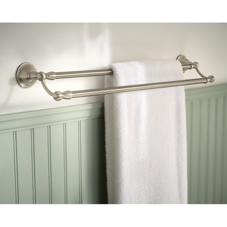 Brushed Nickel 24-Inch Double Wall Mounted Towel Bar