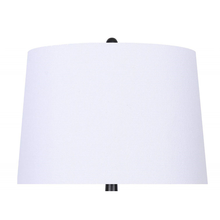 Set of 2 Oil-Rubbed Bronze Table Lamps with Off-White Linen Shades and USB Ports