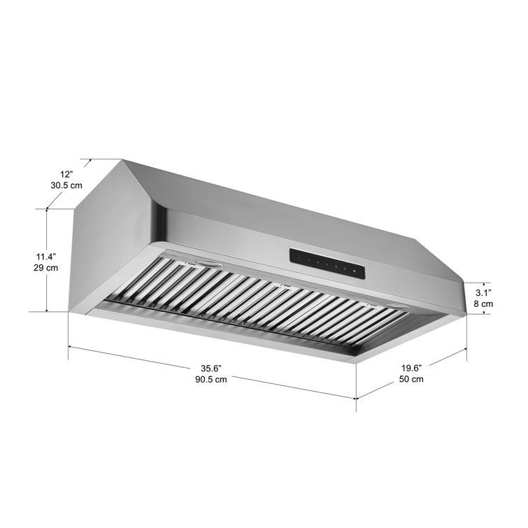 36" Stainless Steel Under Cabinet Range Hood with LED Lights