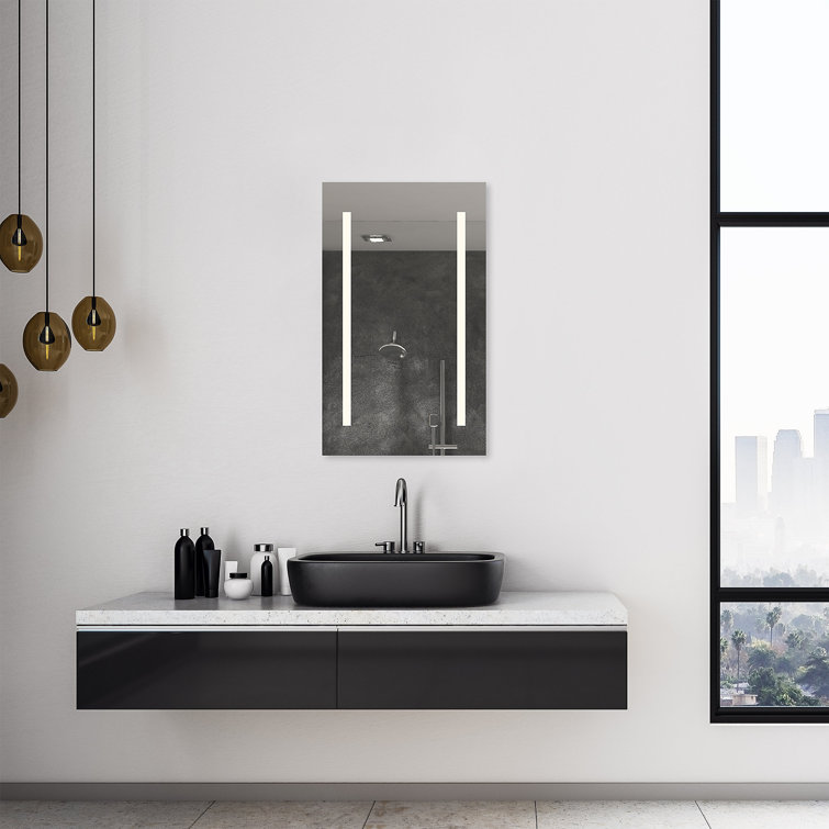 Sleek 30" Modern Black Framed Medicine Cabinet with LED Lighting