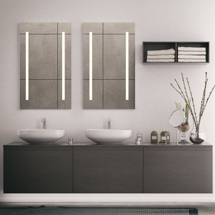 Sleek 30" Modern Black Framed Medicine Cabinet with LED Lighting