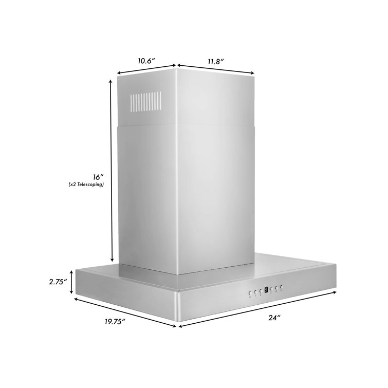 24" Stainless Steel Convertible Wall Mount Range Hood