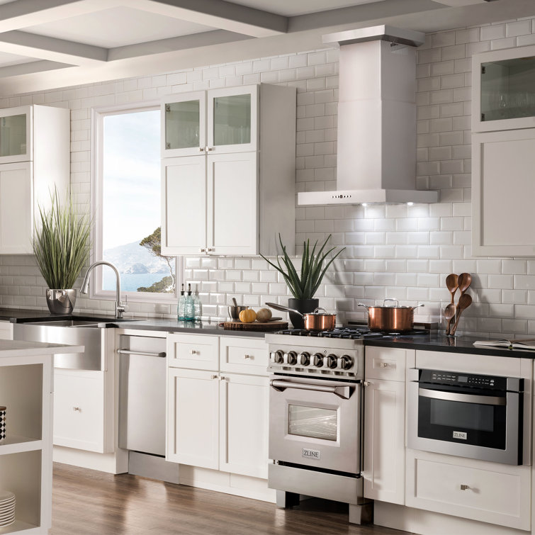 24" Stainless Steel Convertible Wall Mount Range Hood with Charcoal Filter
