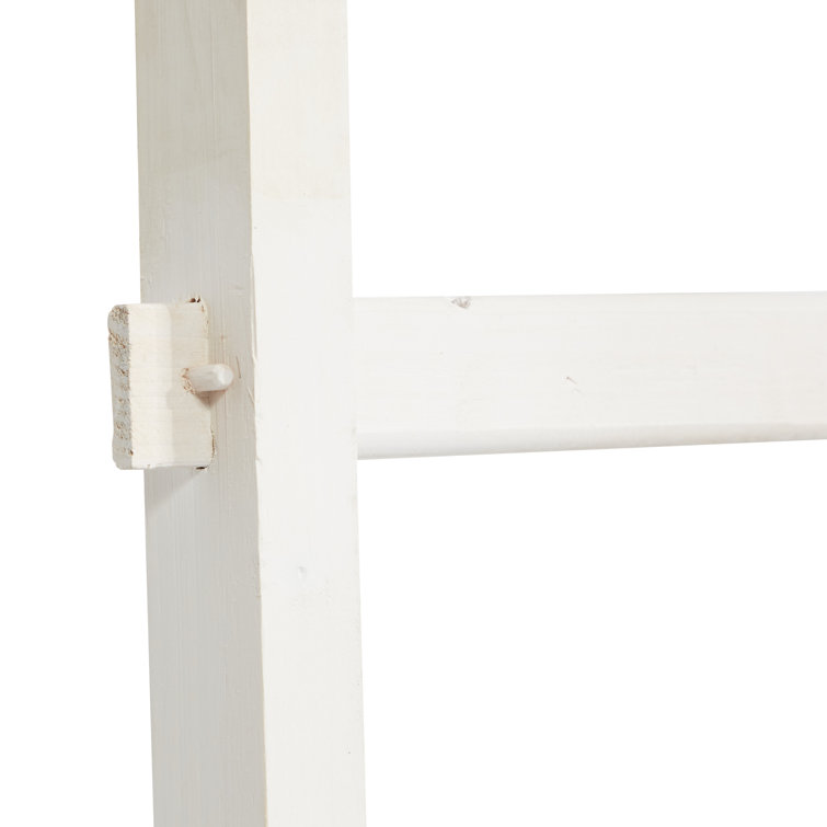 Modern Rustic Wood 73" Blanket Ladder with White Accents