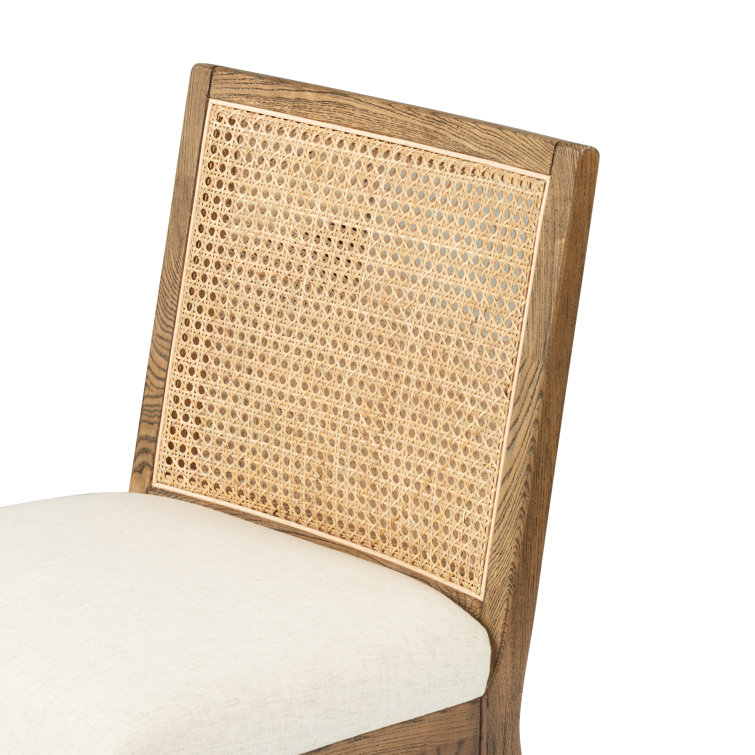 Antonia High-Back Linen & Cane Side Chair in Toasted Parawood