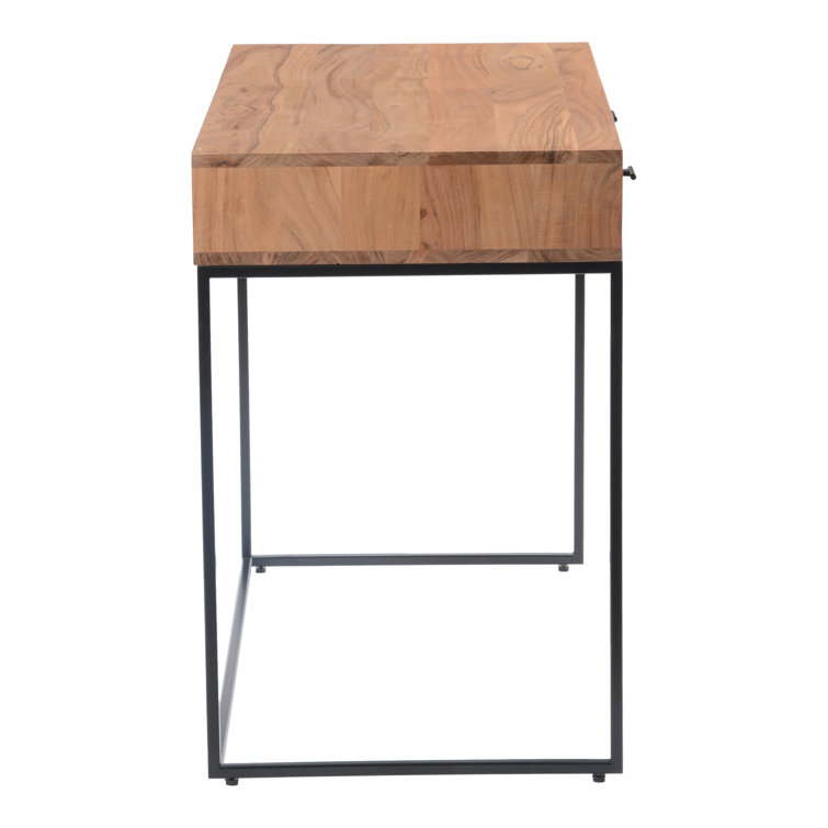 Atelier Natural Acacia Wood Desk with Iron Frame and Dual Drawers