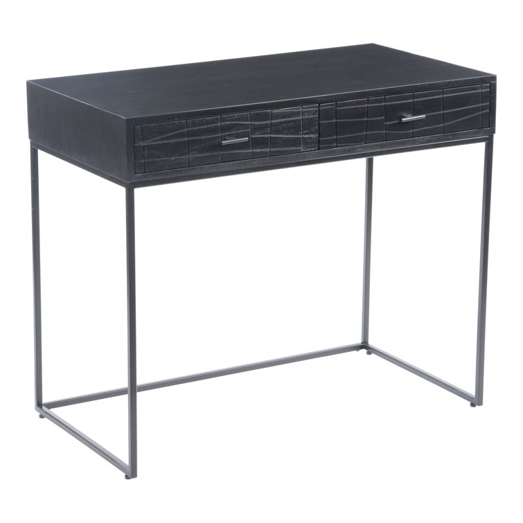 Mugello Solid Acacia Wood Desk with Textured Drawers in Black