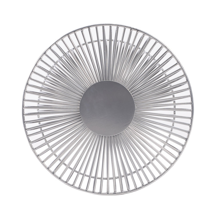Nicholas Silver Metal and Glass Round Side Table