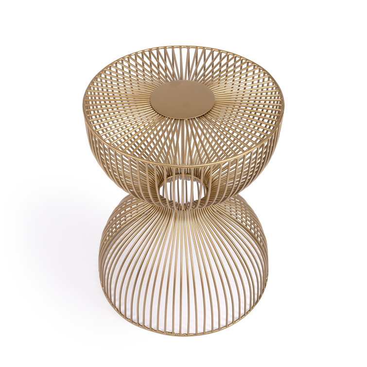 Nicholas Gold Metal and Glass Round End Table