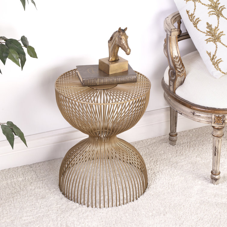 Nicholas Gold Metal and Glass Round End Table