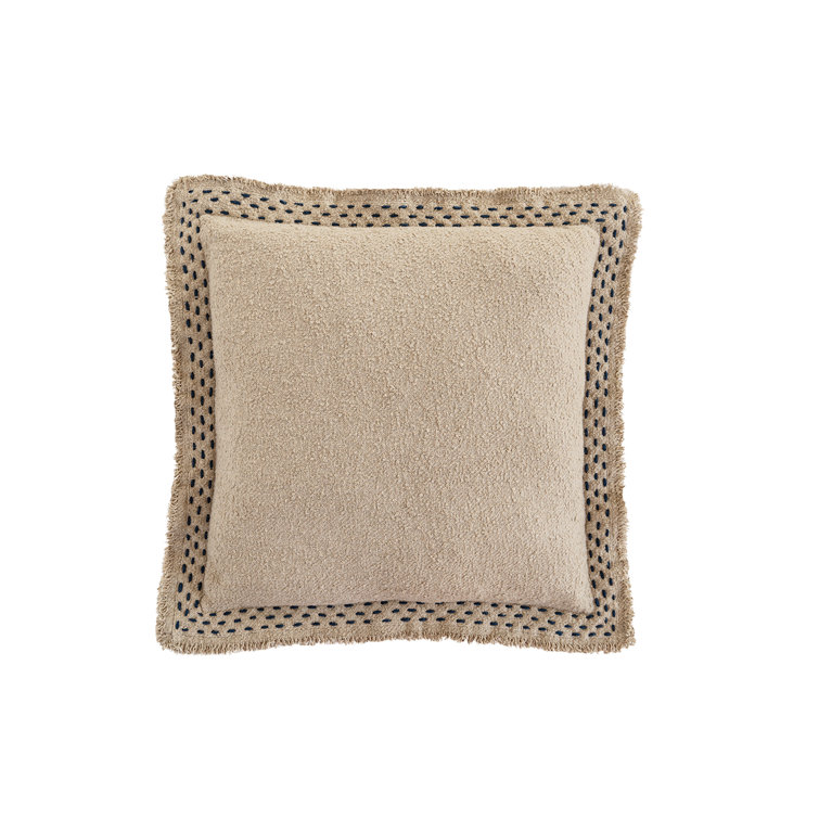 Embroidered Cloud Cotton 21" Nursery Throw Pillow with Hand Quilted Border
