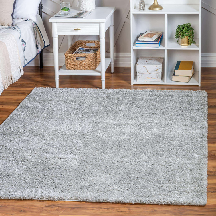 Cloud Gray 8' Square Synthetic Shag Rug