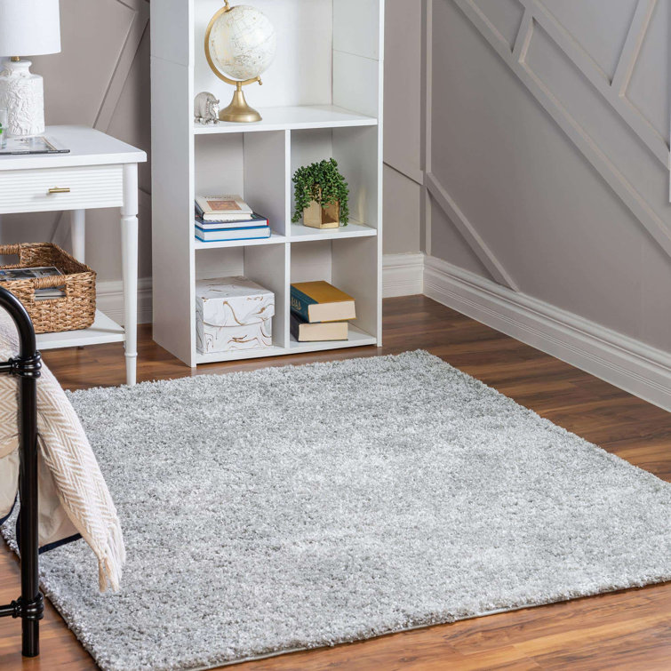 Cloud Gray 8' Square Synthetic Shag Rug