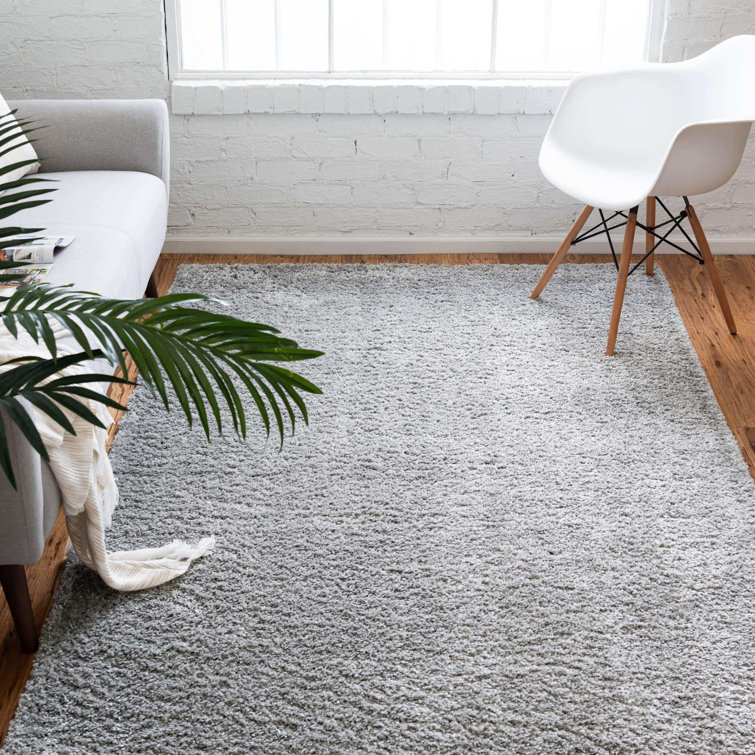 Cloud Gray 5x8 Rectangular Synthetic Shag Area Rug