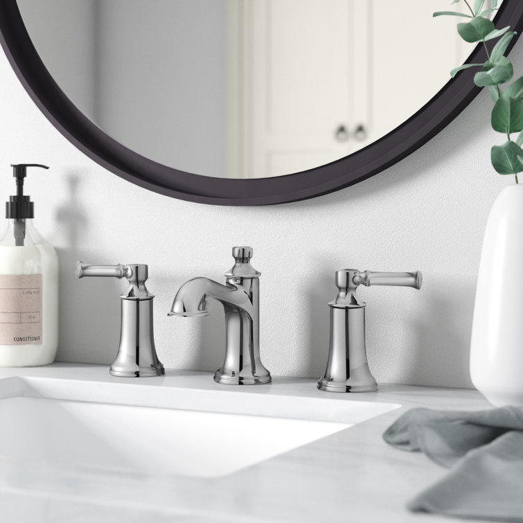 Chrome Two-Handle Widespread Bathroom Faucet with Metal Handles