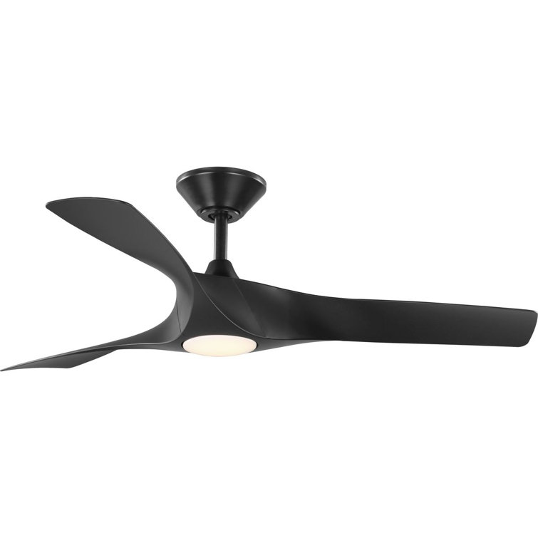 52'' Black Modern Ceiling Fan with LED Light and Remote