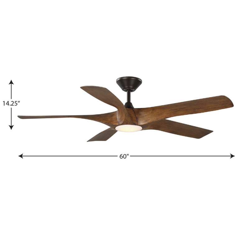 60'' Koa Woodgrain Smart Ceiling Fan with LED Light