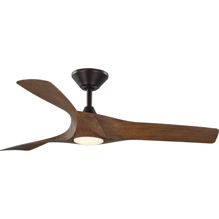 52'' Koa Woodgrain Smart Ceiling Fan with LED Light