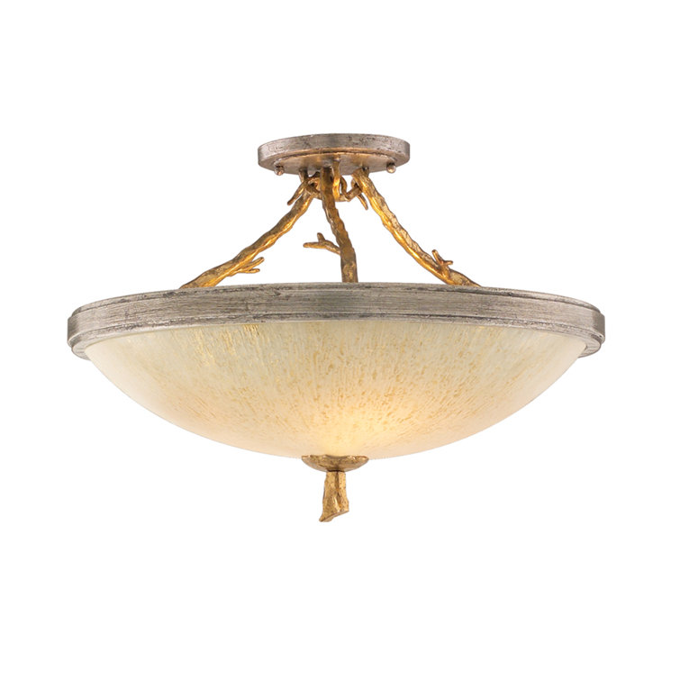 Gold and Silver Leaf Rustic Semi-Flush Ceiling Light