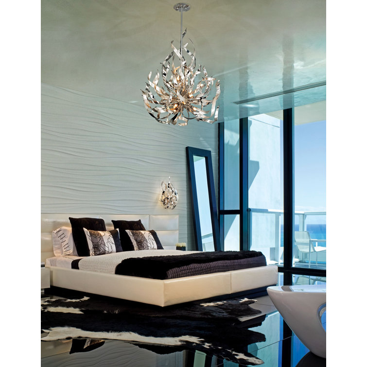 Silver Crystal 6-Light Geometric Chandelier