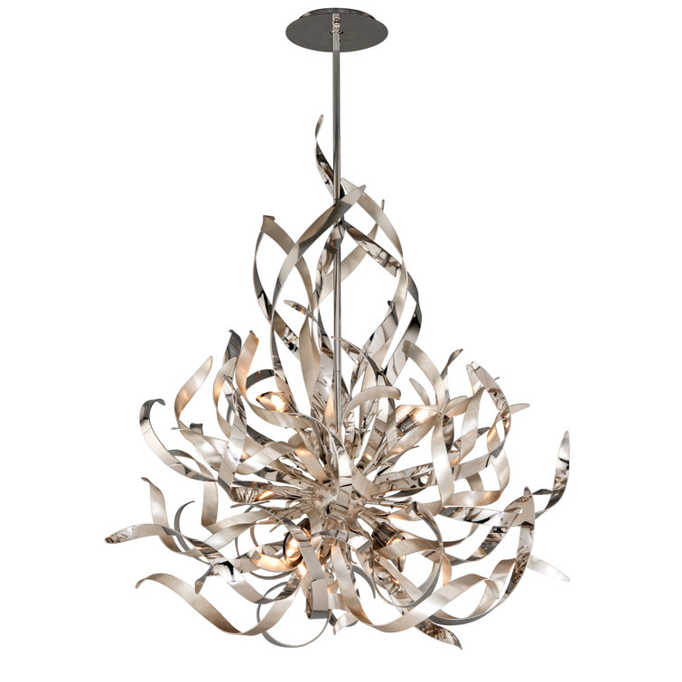 Silver Crystal 6-Light Geometric Chandelier