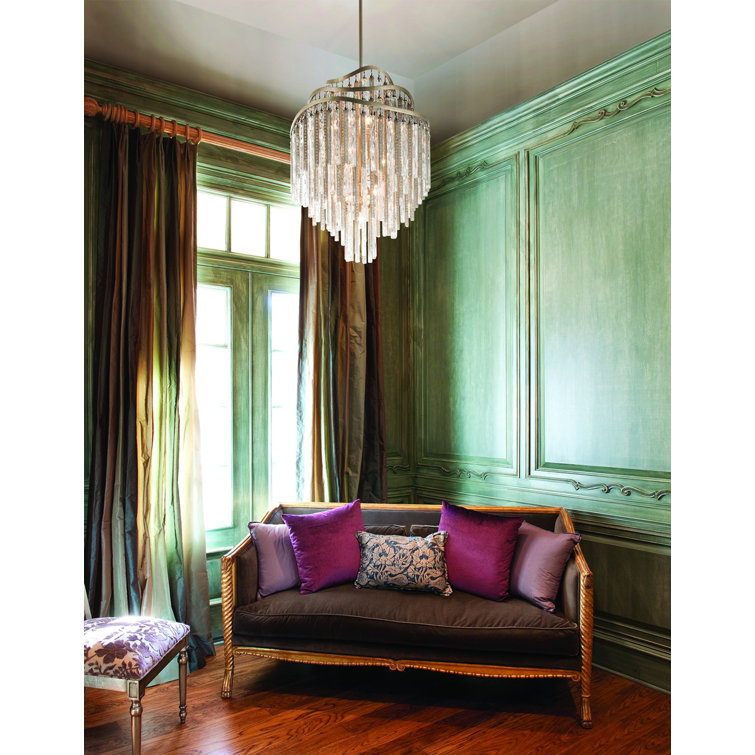 Tranquility Silver Leaf 10-Light Crystal Glass Chandelier