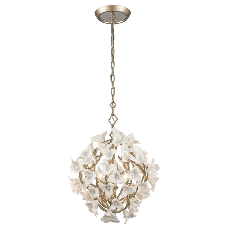 Lily Rustic Silver 4-Light Floral Chandelier