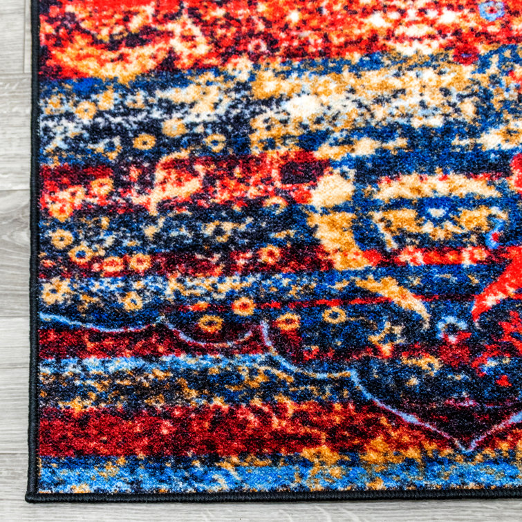 Transitional Medallion Multi-Colored Synthetic Area Rug 36"L x 24"W