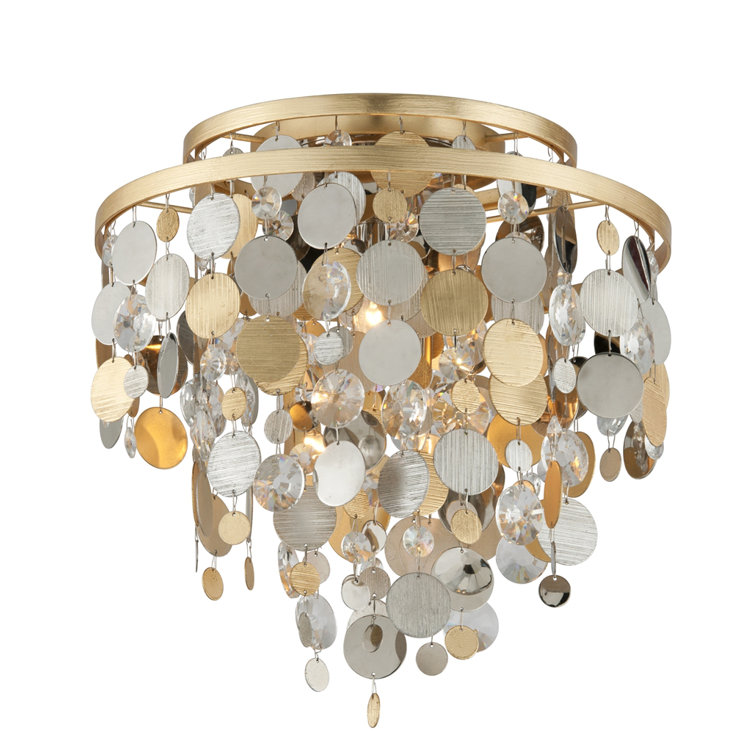 Ambrosia 18'' Gold and Silver Crystal Flush Mount Light