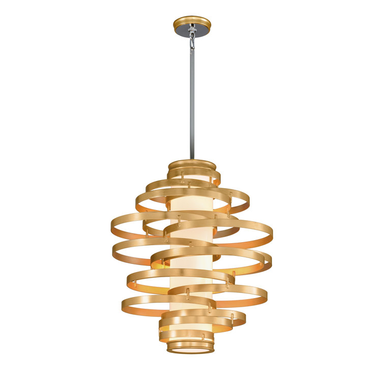 Gold Leaf Twisted Metal Geometric LED Chandelier