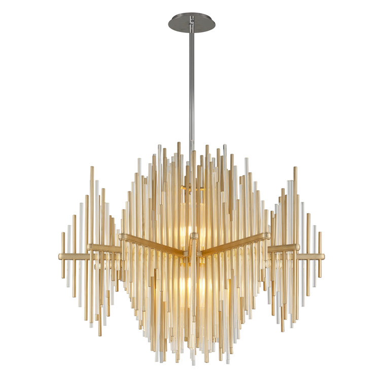 Gold Leaf Crystal LED 2-Light Geometric Chandelier