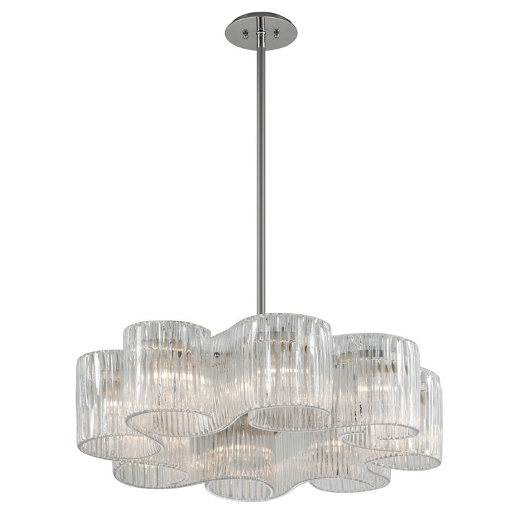 Circo Venetian Glass 8-Light Wagon Wheel Chandelier in Satin Silver