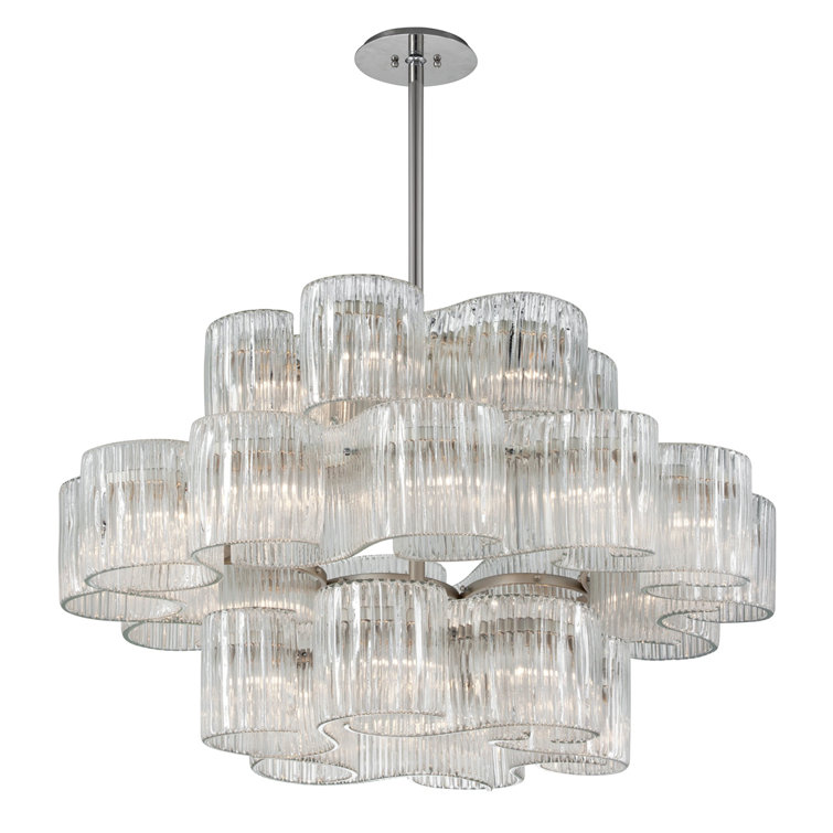 Circo 24-Light Satin Silver Leaf Crystal Pendant