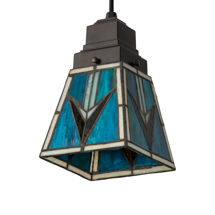 Valencia Mission 5" Mini Pendant with Amber, Blue, and Beige Glass