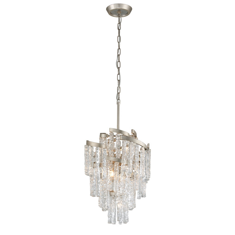 Mont Blanc Modern Silver Leaf 7-Light Crystal Chandelier