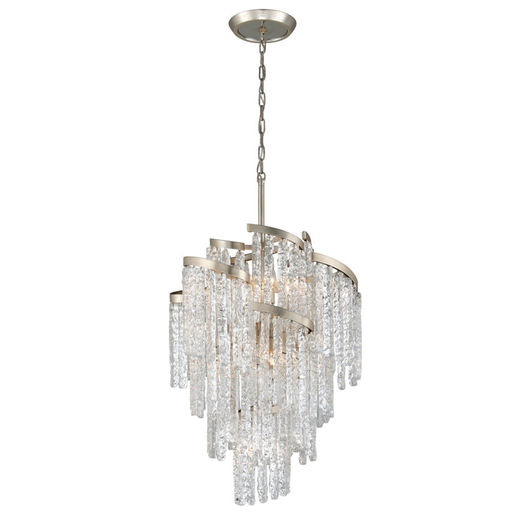 Modern Silver Leaf Crystal Venetian Glass 9-Light Chandelier