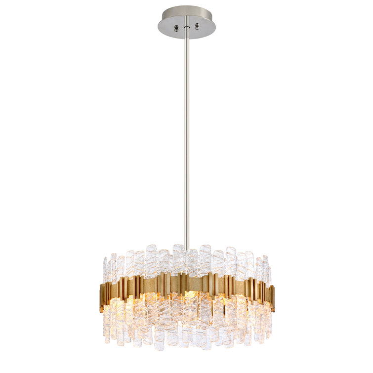 Ciro Chiselled Glass and Antique Silver Leaf 8-Light Pendant