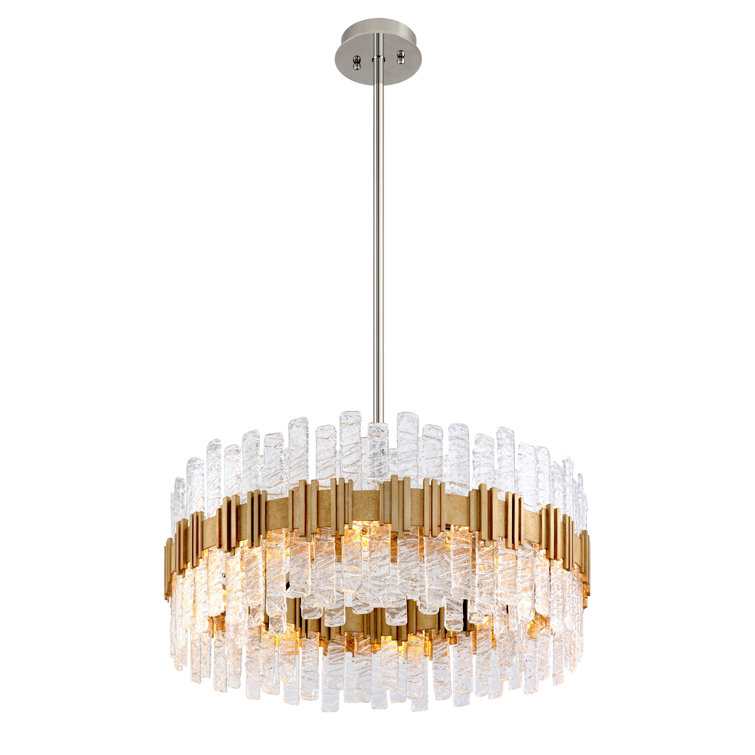 Ciro Silver Leaf Glam 10-Light Handmade Glass Pendant