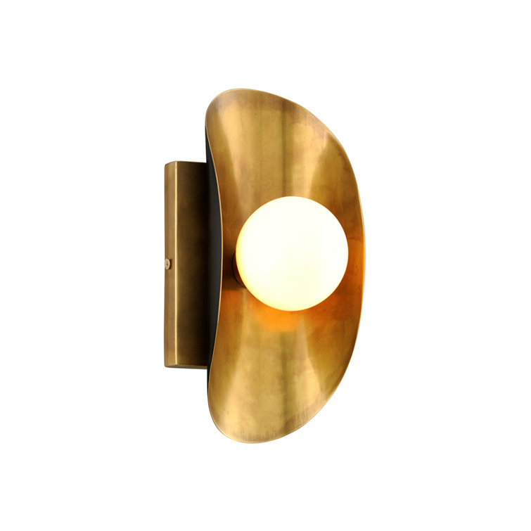 Modern Vintage Brown Metal Curved Sconce with Diffused Light