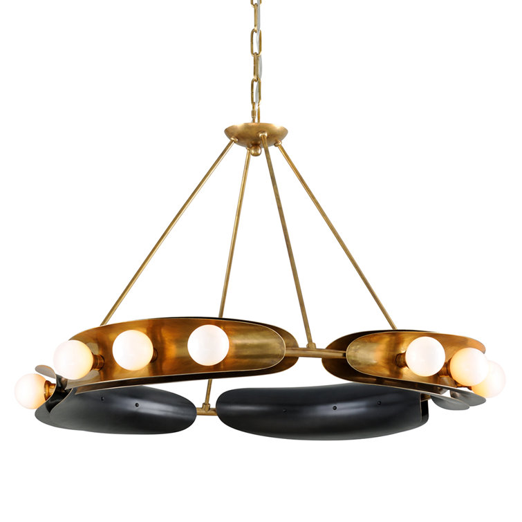 Hopper 41'' Brass and Black 12-Light Chandelier