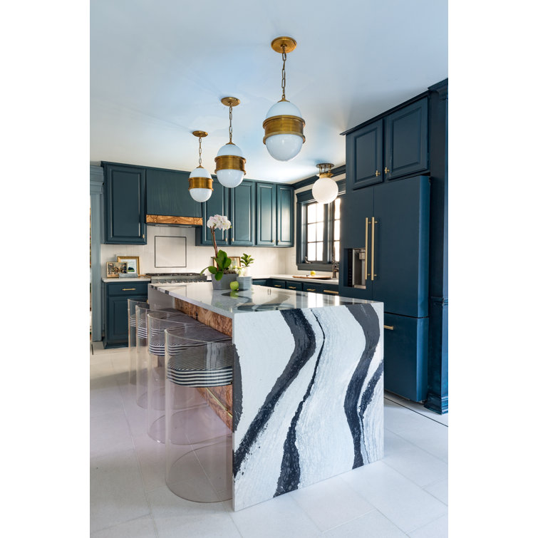 Vintage Brass Globe Pendant Light with LED and Glass Details